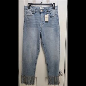 Forever 21 Denim Cropped Jeans with Beaded Fringe